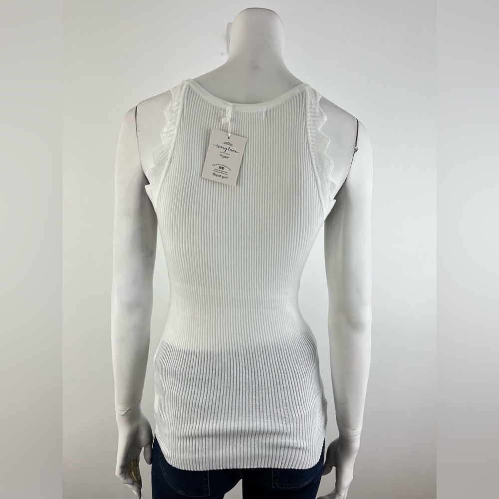 * NEW * IVORY THE LABEL White ribbed knit tank top * Size XL * - Picture 9 of 12
